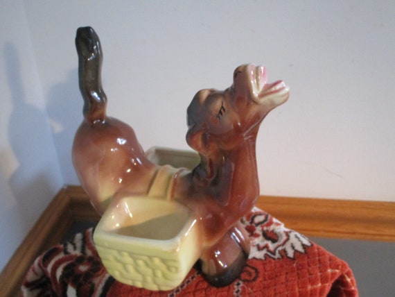 Vintage Donkey Mule Ceramic Dresser Caddy Organiz… - image 1