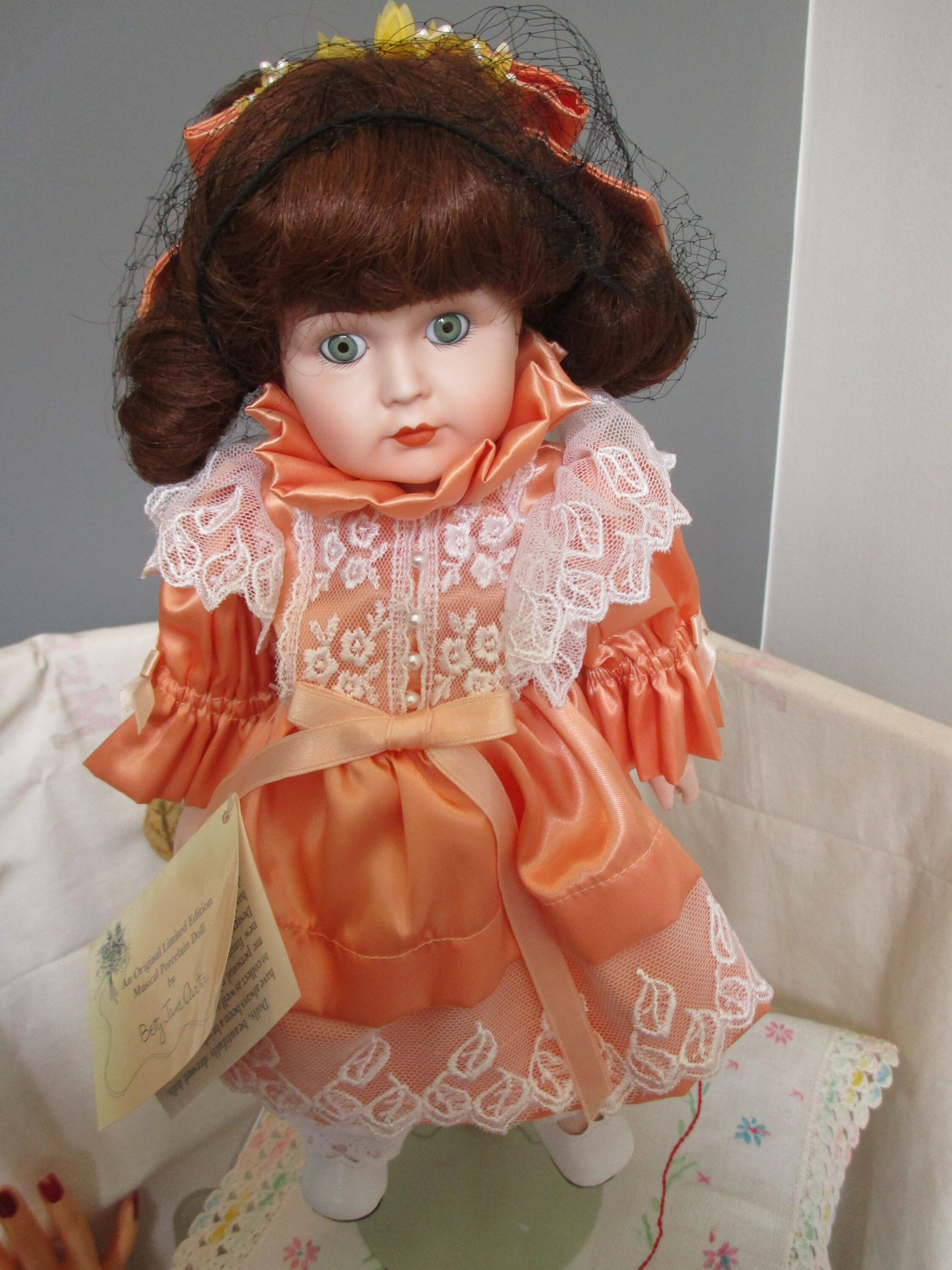 Amber Porcelain Musical Doll by Betty Jane Carter Plays Autumn