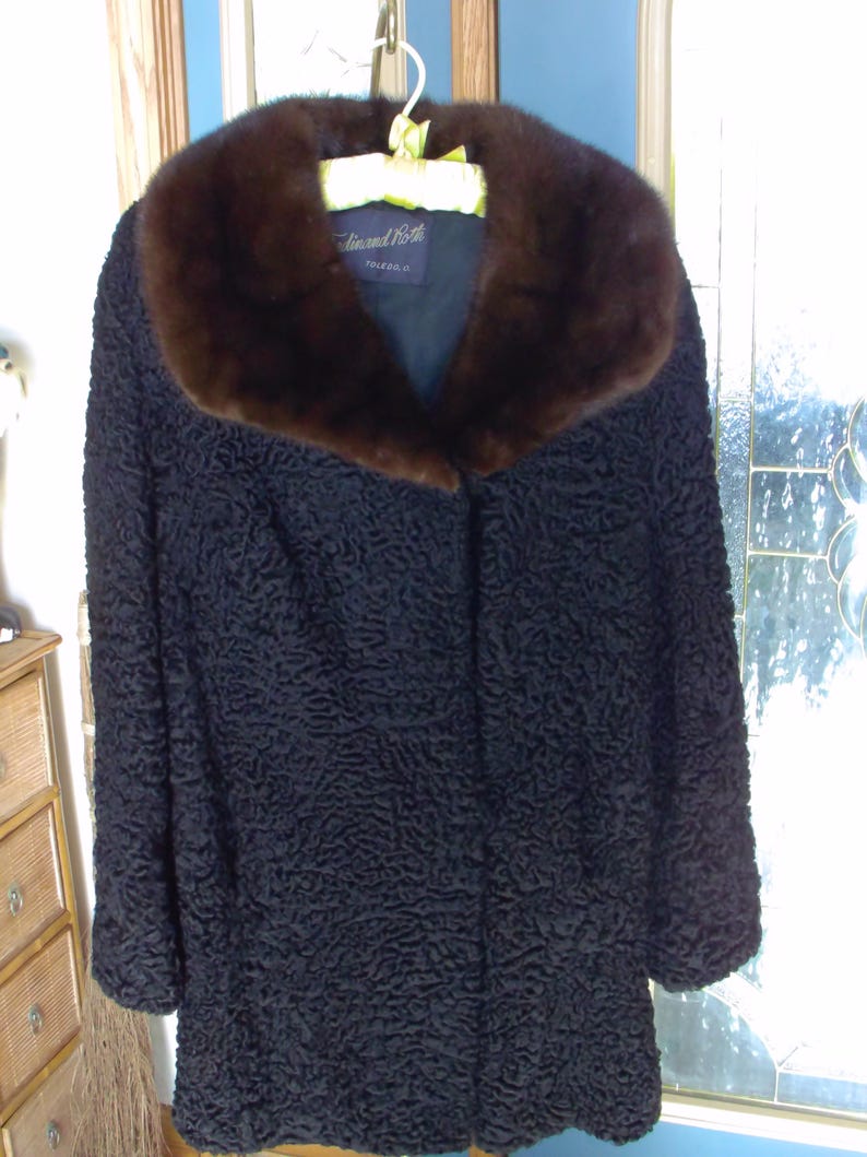 Black Persian Curly Lamb With Mink Collar 1960's Ferdinand & Roth ...