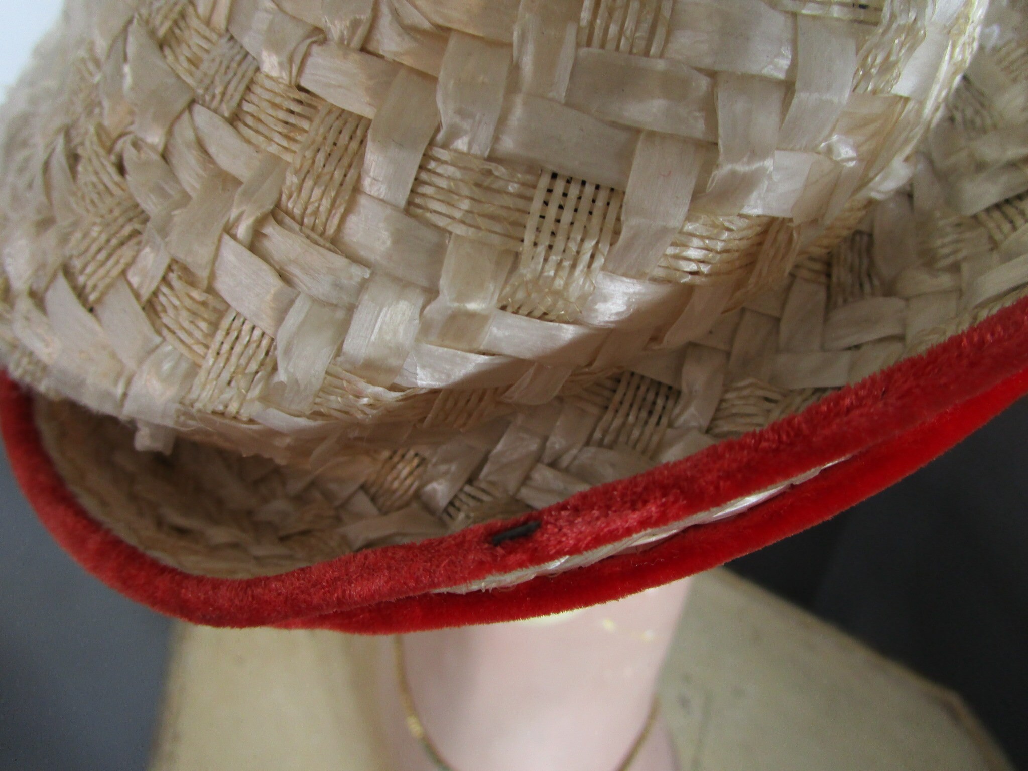 Vtg Straw Hat Agnes Original California Art Deco Wide Brim Agneta Wide Brim Fringe Hat in Raffia Black/Natural | Boho  main image 4