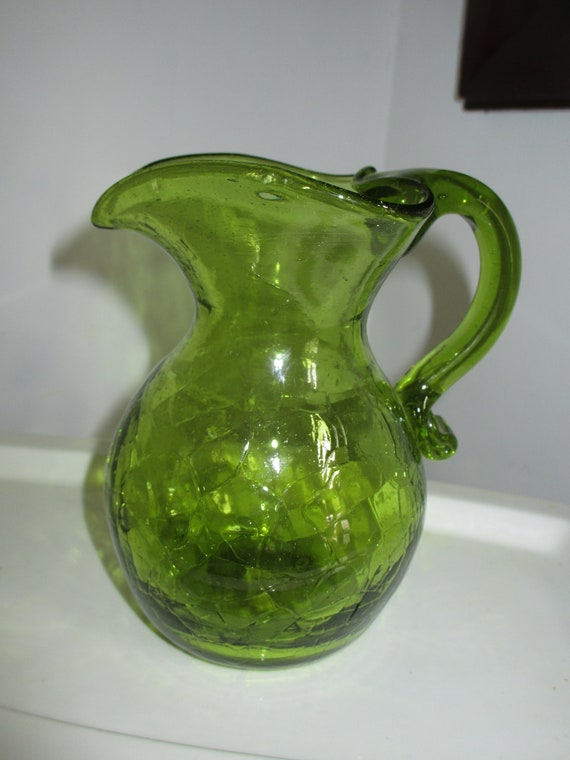 Vintage Hand Blown Art Bubble 1 Gallon Water Tea Pitcher