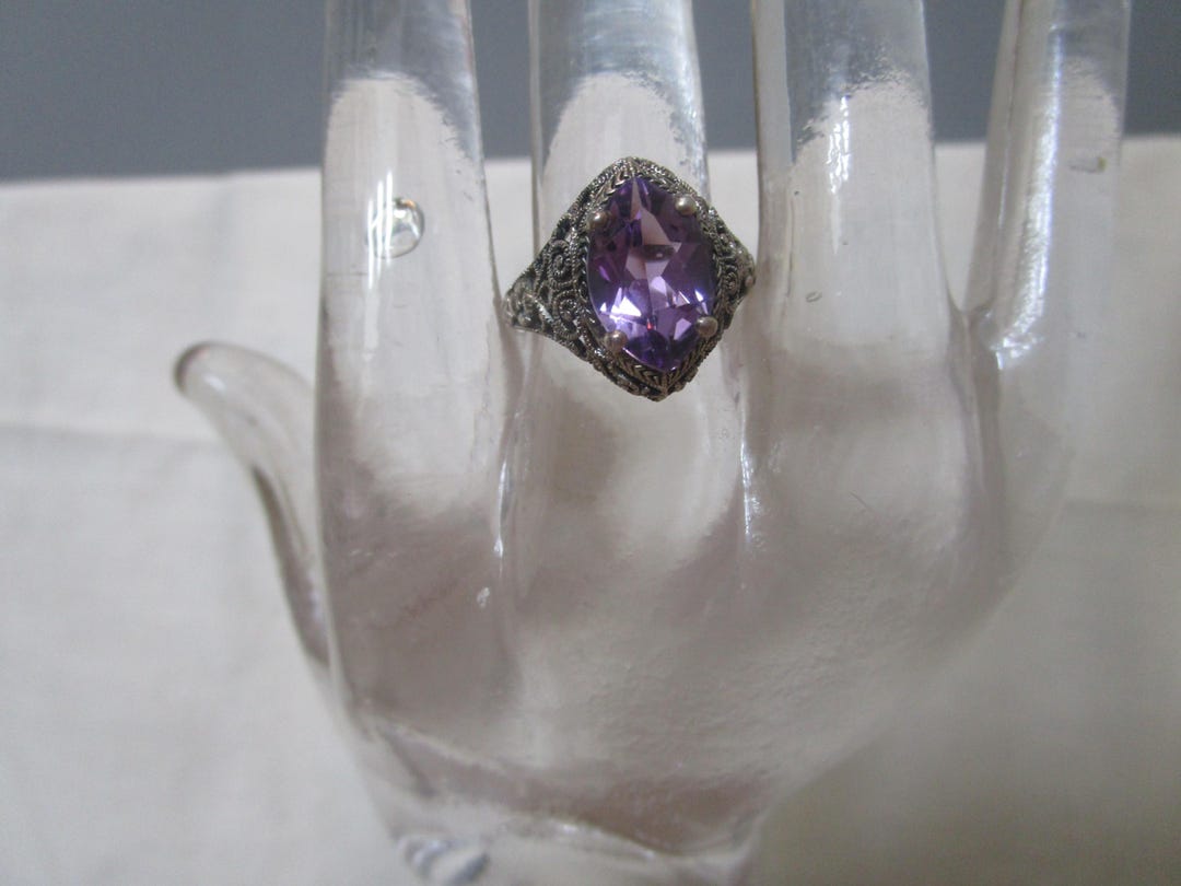 Vintage Amethyst Color CNA 925 Thailand Women's Ornate Ring - Etsy
