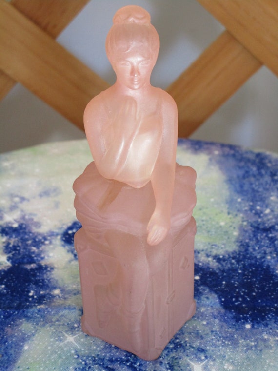 Avon Figural Ballerina Pink Frosted Glass/Plastic… - image 1