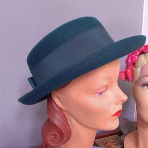 Vintage Arlin Navy Blue Wool Sheer Organza Bow Accent Mid Century Fashion Hat Arlin Wool Hat - Etsy main image 2