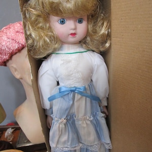 Victorian Blue Eyes Blonde Hair 90s  ROC 18&quot; Porcelain Soft Body  Doll with Original Box