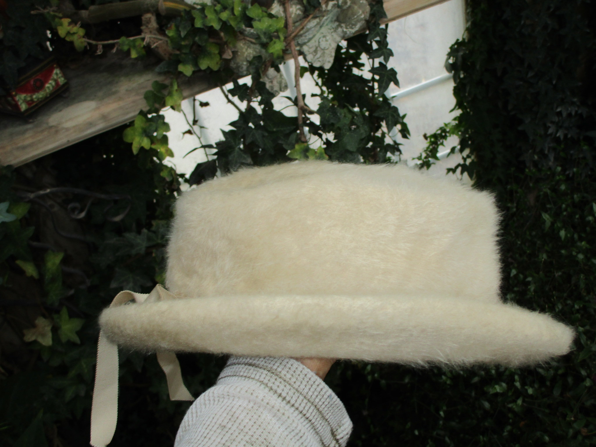 Lazarus vintage cream hat 1930s Vintage Style Hat in Cream Fleece | The Alice Cloche  main image 4