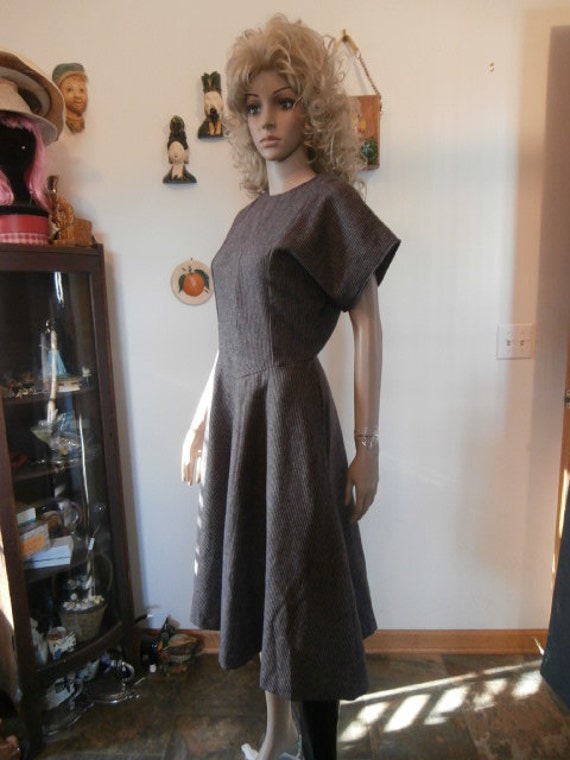 Womens Brown Pinstripe Dress ~ Mad Men Womens Vi