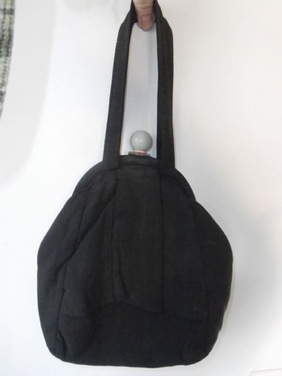 Antique  Black Purse-Cloth Purse/Hand Muff Large B