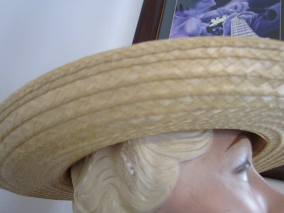 Men's  Straw Fedora  Boater Hat Medium Vintage St… - image 5