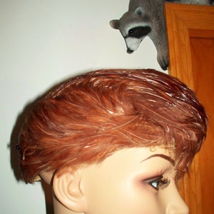 Womens Hat: Feather Hat~ Reddish Feather Womens Vintage Hat ~ Winkelmans