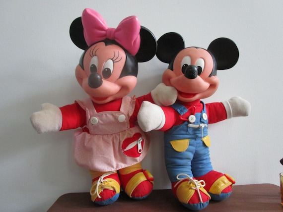 Vintage 1980s Mickey & Minnie Mouse Learn to Dress Me Dolls Mattel