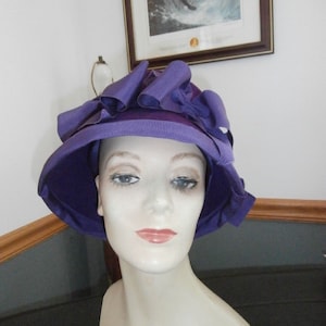 Women&#39;s Hat - Plum Crazy Purple  Cloche Hat- CHRISTINE Original  Women&#39;s Vintage Hat