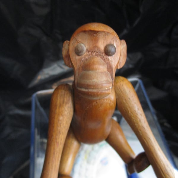 1958 Zoo Line Bojesen style Vintage Jointed Wooden Monkey