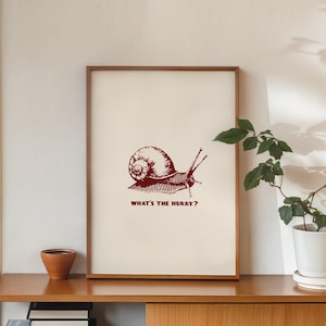 Descarga instantánea, Lámina minimalista de caracol para una vida tranquila, Arte mural original, Decoración moderna para el hogar, Frases inspiradoras para enmarcar, Decoración de pared divertida