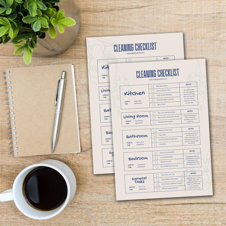 Minimalist Cleaning Checklist Printable, Daily, Weekly Planner (digital ...