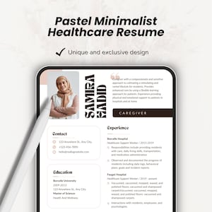 Pastel Minimalist Healthcare Resume Template, Clean Professional CV, Modern Resume Design, Editable Resume, Job Application Template