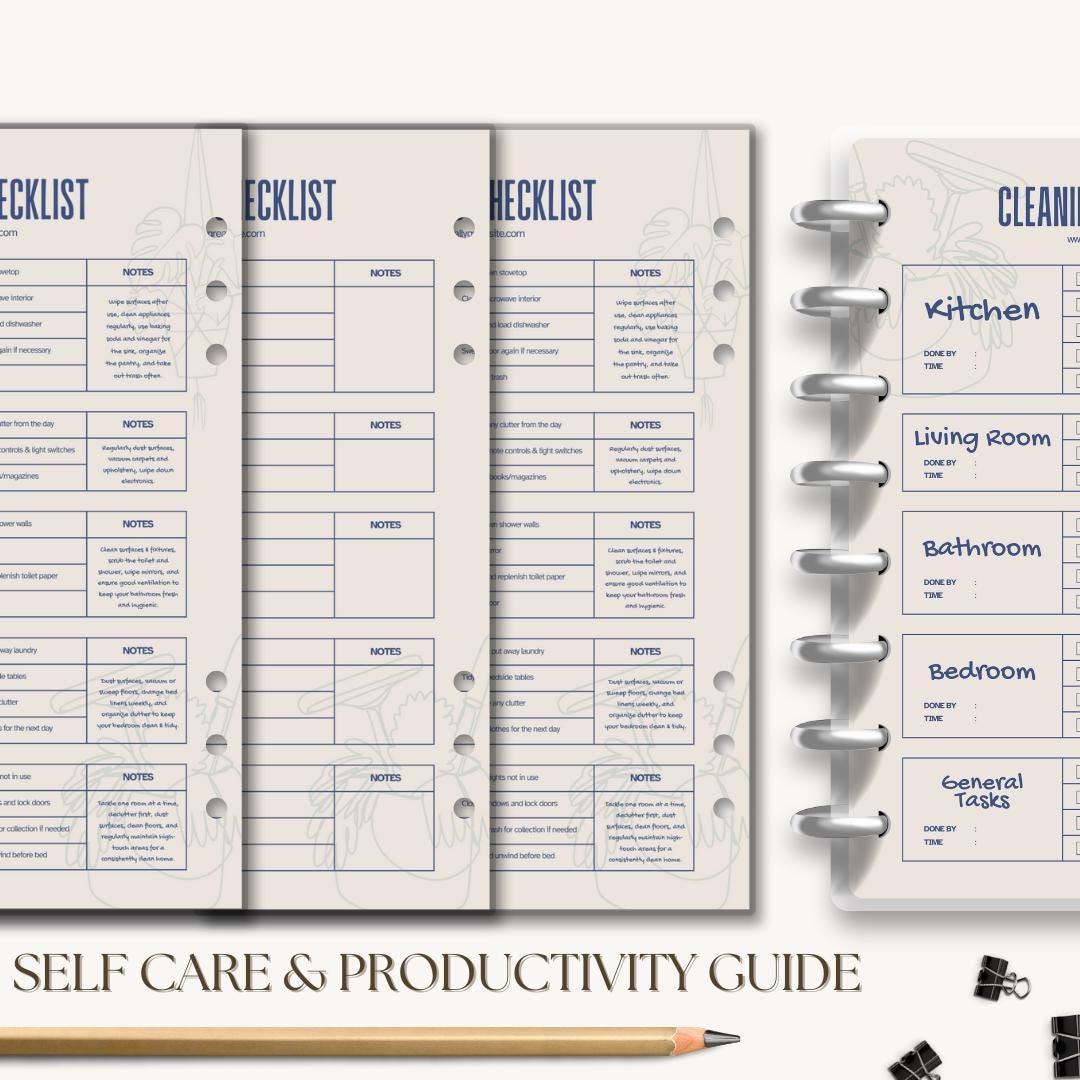 Minimalist Cleaning Checklist Printable, Daily, Weekly Planner (digital ...