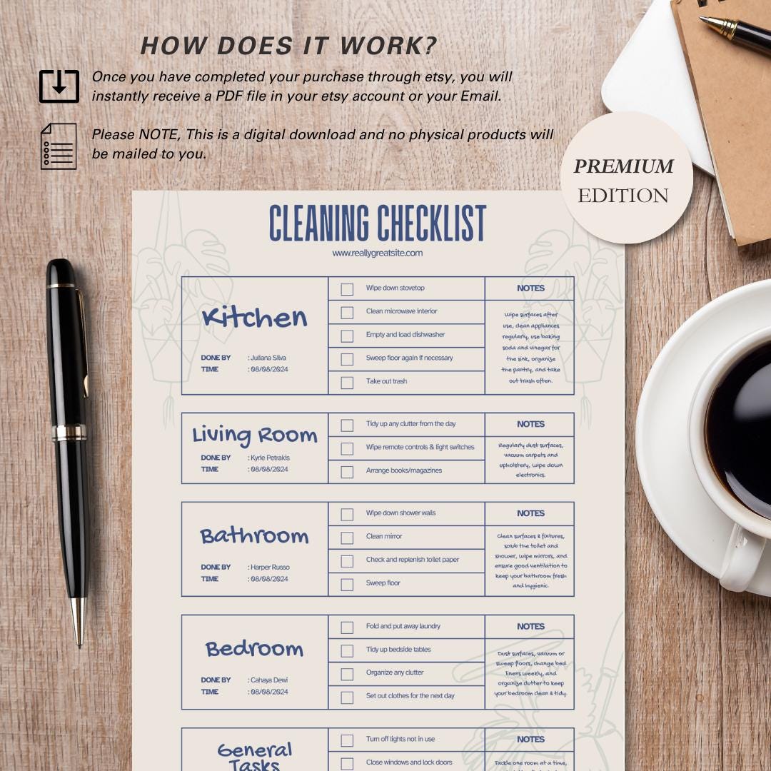 Minimalist Cleaning Checklist Printable, Daily Cleaning Routine ...