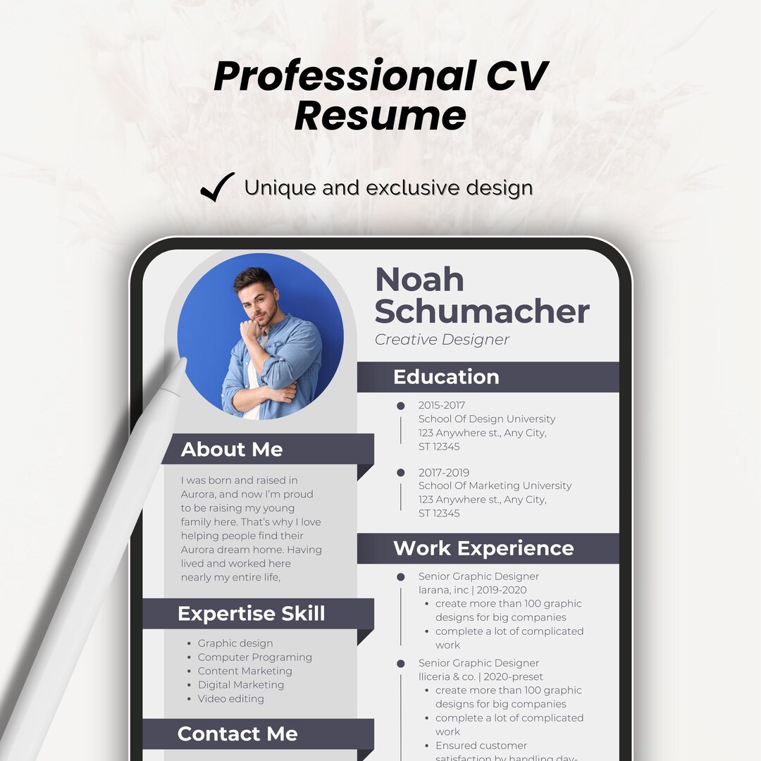 Professional CV Resume, Clean Professional CV, Modern Resume Design ...