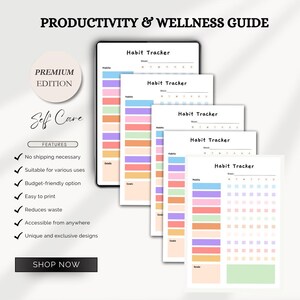 Colorful Habit Tracker Journal, Daily Habit Planner, Wellness Planner, Habit Tracking Notebook, Health Goal Organizer