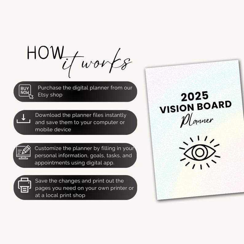 2025 Vision Board Planner | Printable Goal Setting & Manifestation ...