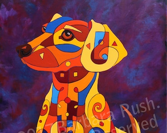 Dachshund Art, Colorful Dachshund Art, Dog Art, Home Decor, Dog Art Prints, Hot Dog Art, Wiener Dog Art