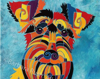 Colorful Schnauzer Dog Art