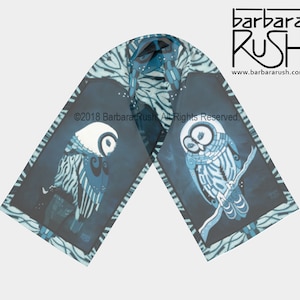 Barred Owl Scarf, Owl Scarf, Bird Scarf, Colorful Owl Scarf, Wild Owl Scarf, Mom&#39;s Day Gift