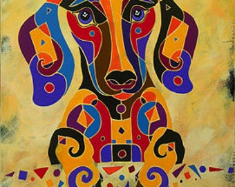 Dachshund Print, Whimsical Dachshund Art, Dog Art, Dachshund Art, Contemporary Dachshund,  Dog Gift, Dog Art, DogArt, Colorful Dachshund