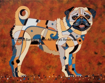 Pug Art, Colorful Pug Art, Dog Art, Home Decor, Dog Art Prints, Pug Dog Art, Pug Lover, Gifts for Pug Lovers