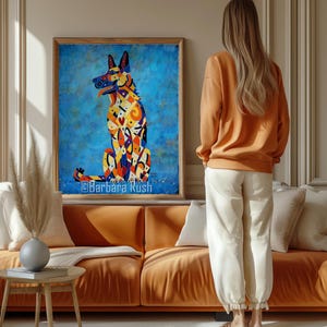 German Shepherd Art, Colorful Dog Canvas Art, Home Decor for Pet Lovers, Modern Wall Art, Gifts for Dog Owners, Vibrant Animal Art