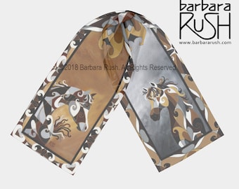 Arabian Horse Scarf, Horse Scarf,  Brown and Grey Arabian Horse Scarf, Painted Horse Scarf, American Paint Breed
