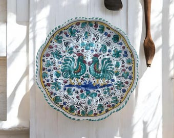Deruta Italy Orvieto Green Rooster Wall Plate – Hand-Painted Ceramic