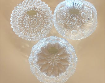 Set of 3 Genuine Lead Crystal Trinket Dishes - Made in Western Germany