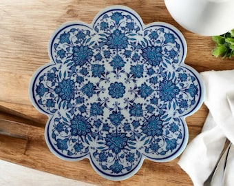 Istanbul Street Bazaar Iznik Turkish Ceramic Trivet – 7.25” Floral Tile
