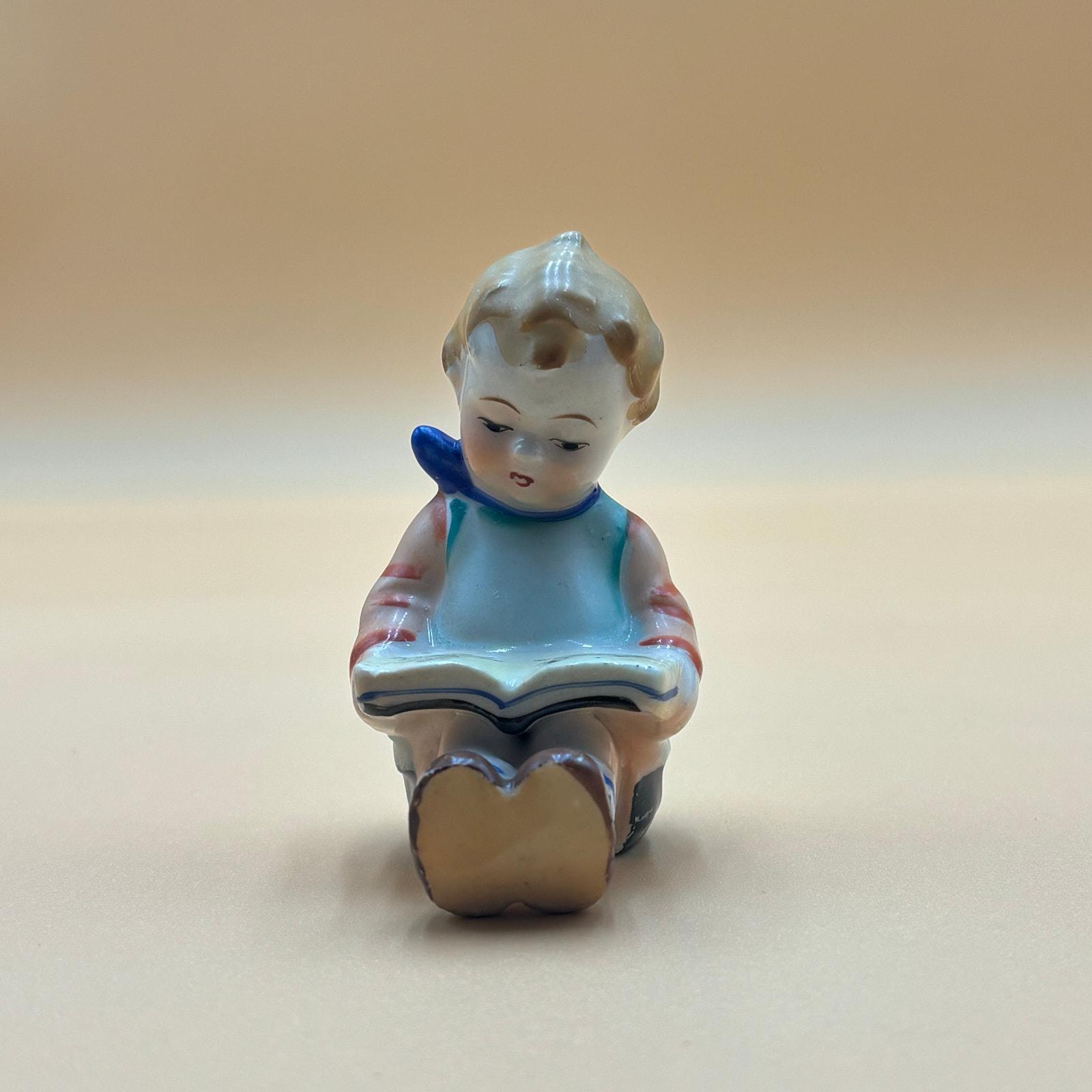 Vintage Boy Reading Book Figurine - Japan Made