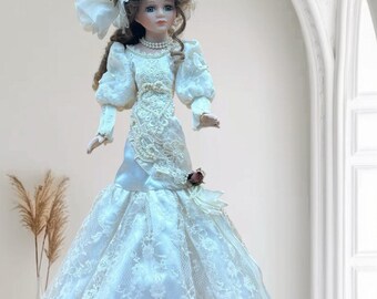 Vintage Victorian Style Porcelain Bride Doll - Numbered 1544-2024