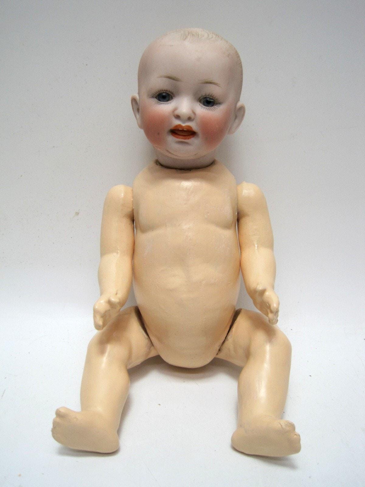 Tête De Poupée En Porcelaine Reproduction Hertel & Schwab & Co - Taille 4
