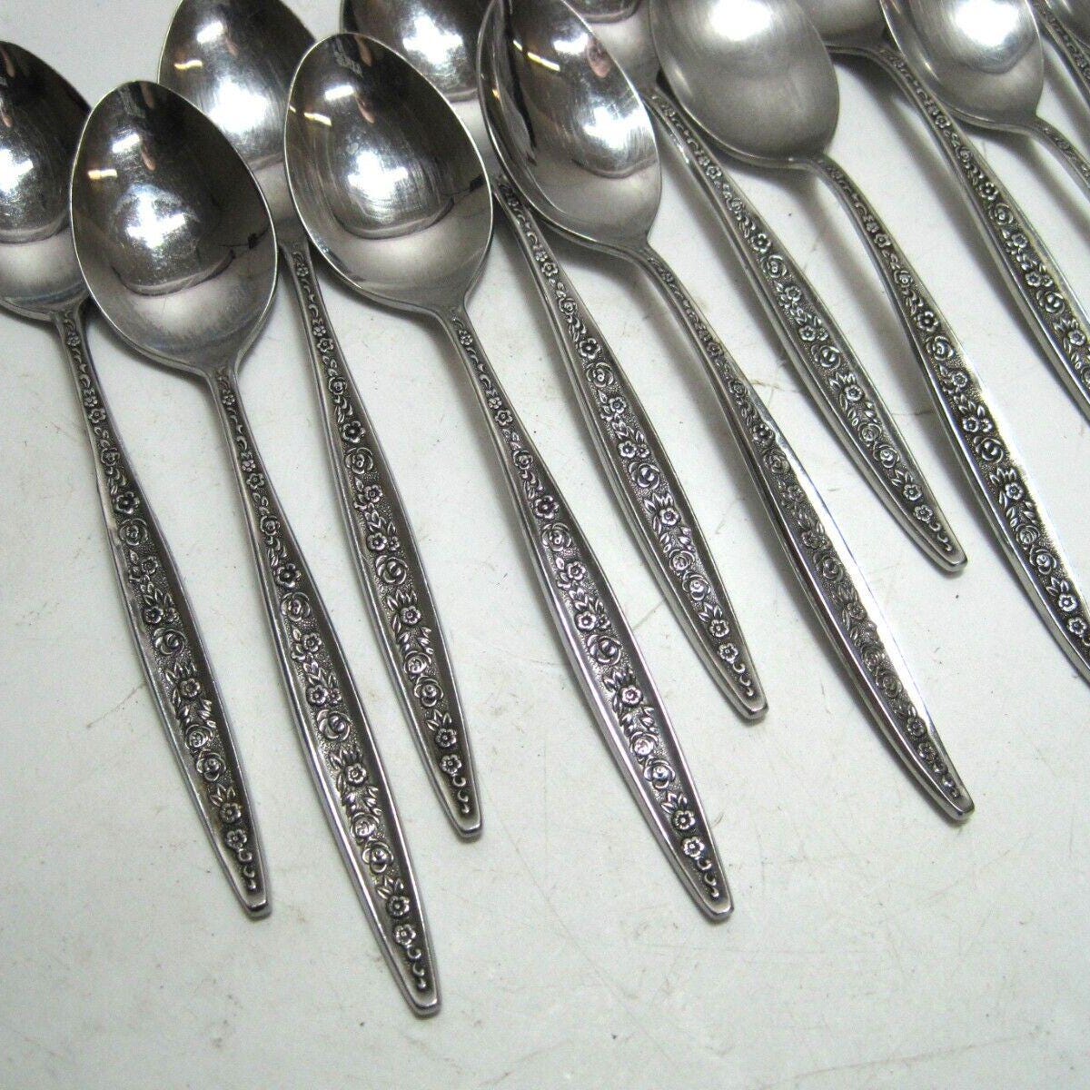 46 Piece Vintage Stainless Floral Flatware
