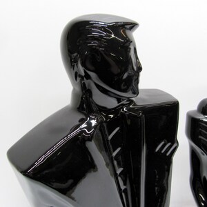 80s Art Deco Man Woman Statues / Lindsey B BALKWEILL Style Black ...