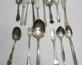 Lot Of Various Flatware Silverplate Spoons Forks for Crafting Rings