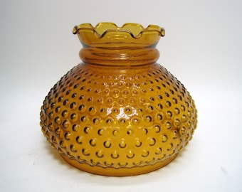 Vintage Amber Glass Hobnail Shade Replacement 7&quot; Fitter
