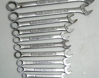 Set of 11 - Vintage Craftsman SAE Combination Wrench Set VV V Made in USA