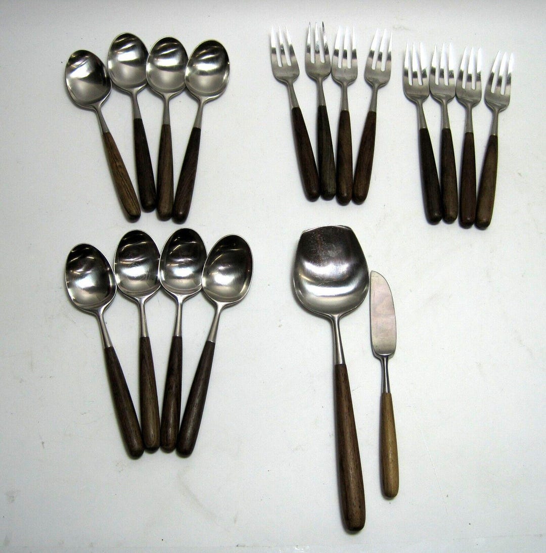 18 Pieces Lauffer Palisander Norway 18/10 Flatware Set Rosewood