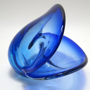 Vtg Murano Glass Archimede Seguso Blue Clam Shell Bowl