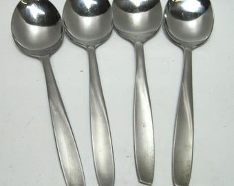 Set of 4 - VTG Crestmark Japan Soup Spoons Flatware Stainless Steel