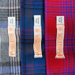 VTG Pendleton Trio of Gray Red & Blue Plaid Scarfs Virgin Wool 60" x 9"inch zdjęcie 2