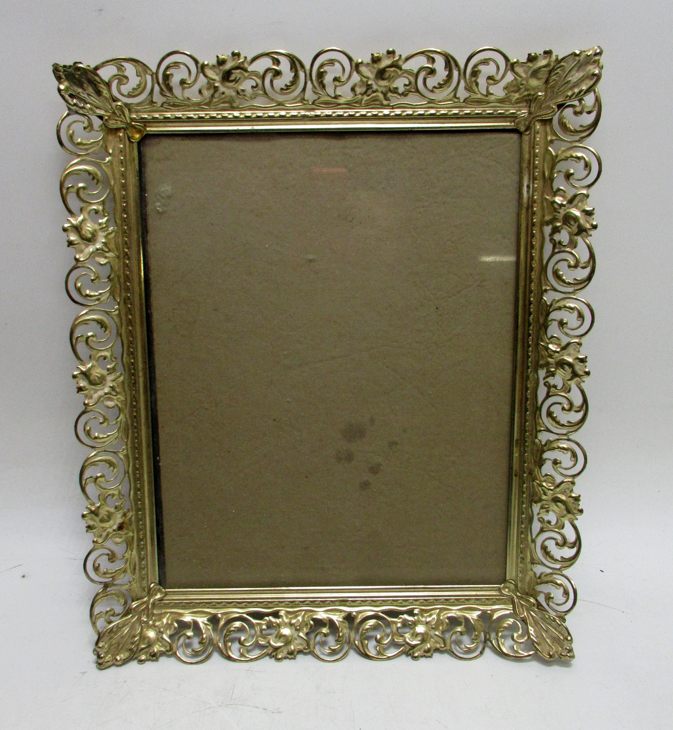 Vintage Gold Filigree Photo Picture Frame Ornate Brass Metal 8" X 10 ...