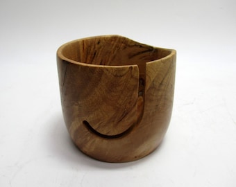 Wood Burl Yarn Bowl Holder Handmade Yarn/Wool/String Branded 5" x 4.5"