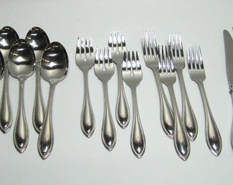 ONEIDA Arbor American Harmony 24 pcs Glossy Beaded Stainless Flatware